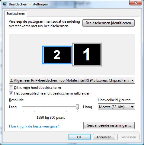 beeldscherminstellingen beeldscherminstellingen